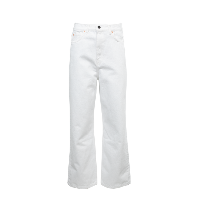 WHITE - WARDROBE.NYC Low Rise Jean featuring zip fly with button closure, 5-pocket styling and loose fit. 100% cotton. Made in Turkey.