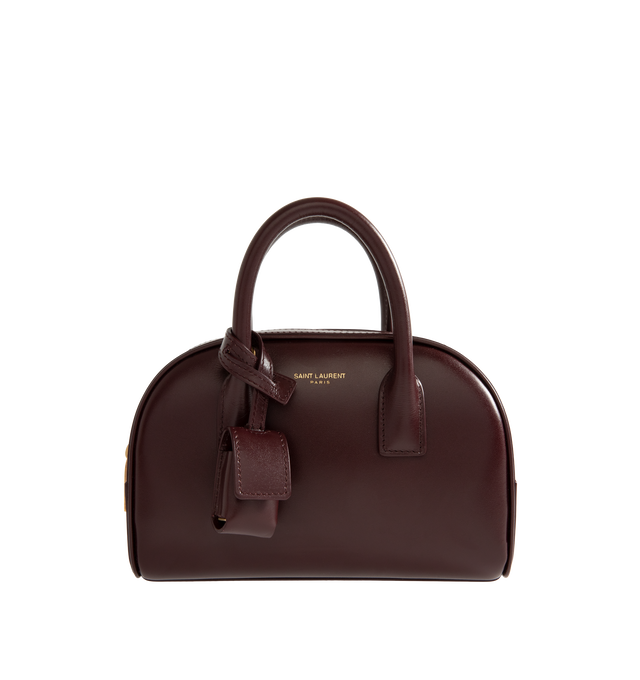Image 1 of 3 - RED - Saint Laurent Womens Sac de Jour Mini Boston Bag is crafted from calfskin leather. Features top handles, adjustable and detachable shoulder strap, zip closure, leather lining, bronze-tone hardware, and two interior card slots. Dimensions: 19  13  7 cm; Handle Drop: 5 cm; Strap Drop: 45 cm. Main Material: Calfskin Leather; Hardware: Brass; Lining: Leather. Made in Italy. 