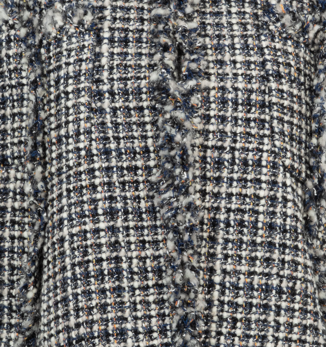 Image 3 of 3 - MULTI - SACAI Tweed Vest featuring boucl construction, check pattern, frayed edge, round neck, sleeveless, panelled construction, front hook closure and full lining.  69% wool, 16% rayon, 9% polyester, 5% nylon, 1% acrylic. Lining: 100% cupro. 
