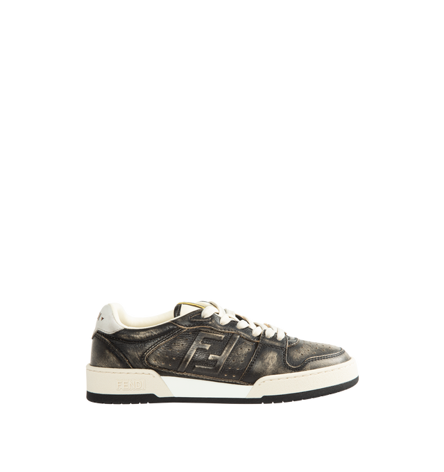 Image 1 of 5 - BROWN - Fendi Women's Match Slip-On Leather Sneakers are crafted from calfskin with a signature FF motif along the sides. Designed for easy wear, this slip-on silhouette is finished with laces and a rubber sole with a bumper. Main Material: 100% Calfskin. Made in Italy. 