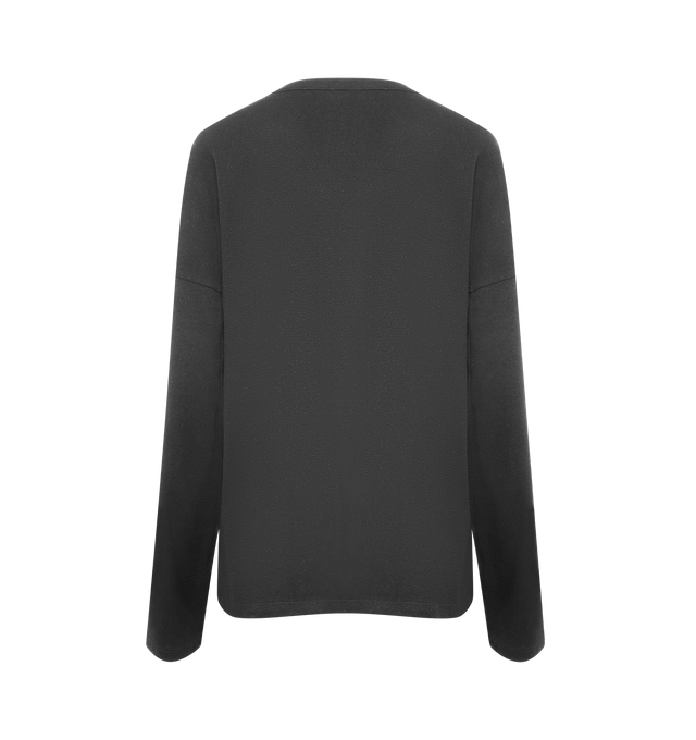 Image 2 of 2 - BROWN - THE ROW Floris T-Shirt featuring long-sleeved crewneck t-shirt in ultrasoft Japanese cotton jersey with relaxed fit, dropped shoulder, and ribbed neckline. 100% cotton. Made in Italy. 