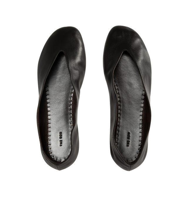 Image 4 of 4 - BLACK - The Row women's slip-on shoe in soft nappa leather with oval toe, notched v-opening, and flexible rubber-coated sole. 100% Lambskin Leather. Made in Italy. 
