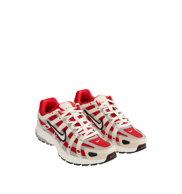 Image 2 of 5 - RED - NIKE P-6000 Sneaker featuring foam midsole that adds a lifted, track-inspired stance and soft cushioning, throwback design draws on Nike Pegasus 25 and Nike Pegasus 2006, textile, leather and synthetic overlays add structure and comfortable support and rubber outsole that offers durable tractions. 