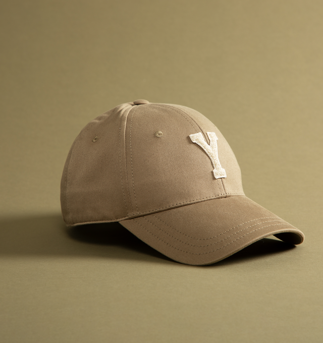 Image 3 of 4 - BROWN - Saint Laurent Men's six-panel letterman baseball cap featuring an adjustable closure, "Y" patch on the front, SAINT LAURENT engraved adjustable sliding closure. COTTON. Made in Italy. 