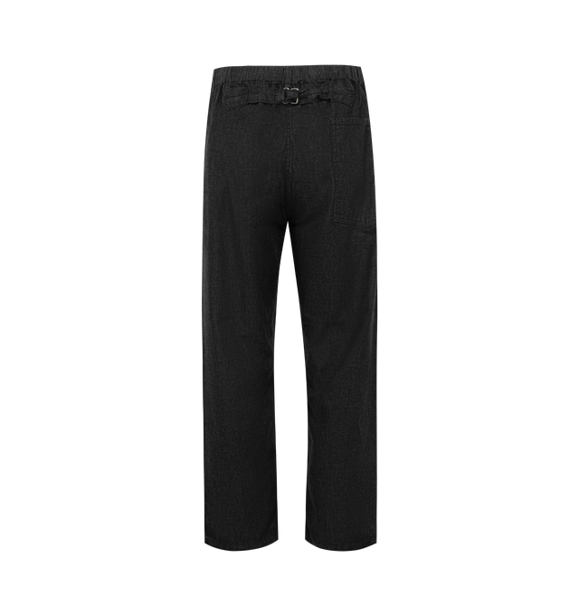 Image 2 of 3 - BLACK - POST O'ALLS E-Z ARMY NAVY Pants 2 featuring wrapped legs (no outseam), a belt-buckle detail at the back, E-Z elastic waist, single pocket in the back for an additional vintage feel. 100% cotton prewashed, tumble dried in low temperature. Made in Japan. 