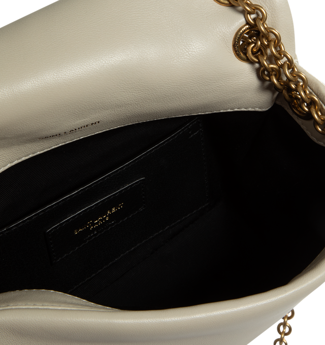 Image 3 of 3 - WHITE - SAINT LAURENT Jamie 4.3 Mini Chain Bag featuring magnetic snap closure, one flat pocket, quilted overstitching and sliding leather and chain strap. 7.9" X 4.7" X 2.8". 100% lambskin. 
