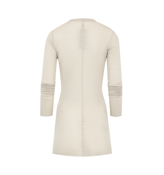 Image 2 of 2 - WHITE - Rick Owens Womens Long Sleeve Rib T-Shirt is crafted from lightweight organic cotton mini rib jersey. Features a slim fit, below-hip length, ribbed crew neck, long sleeves, raw-cut hem and cuffs, and the signature center back seam. Main Material: 100% Organic Cotton. Made in Italy. 