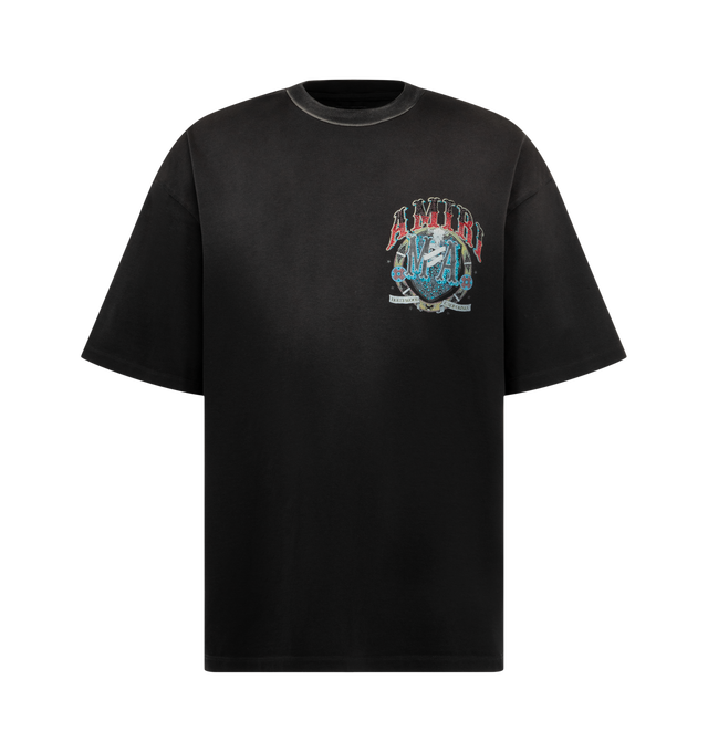 Image 1 of 2 - BLACK - Amiri Men's Crystal Hollywood Oversized Tee is crafted from soft cotton and features a relaxed oversized silhouette detailed with Crystal overlays on the Hollywood-inspired graphics across the front and back. Main Material: Cotton. Fit: Oversized. Details: Graphic Prints at Front and Back. 