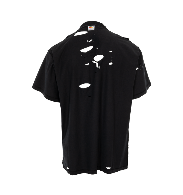 Image 2 of 3 - BLACK - BALENCIAGA Inside Out T-Shirt featuring a logo print to the front, short-sleeves and rips throughout. 100% cotton.  