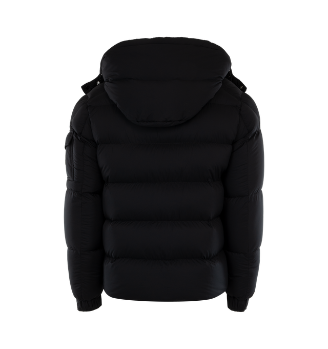 Image 2 of 3 - BLACK - MONCLER Vezere Short Down Jacket featuring recycled longue saison, nylon lger brillant lining, down-filled, detachable and adjustable hood, zipper and snap button closure, zipped pockets, patch pocket on the sleeve, adjustable cuffs and hem with drawstring fastening. 100% polyamide/nylon. Padding: 90% down, 10% feather. 