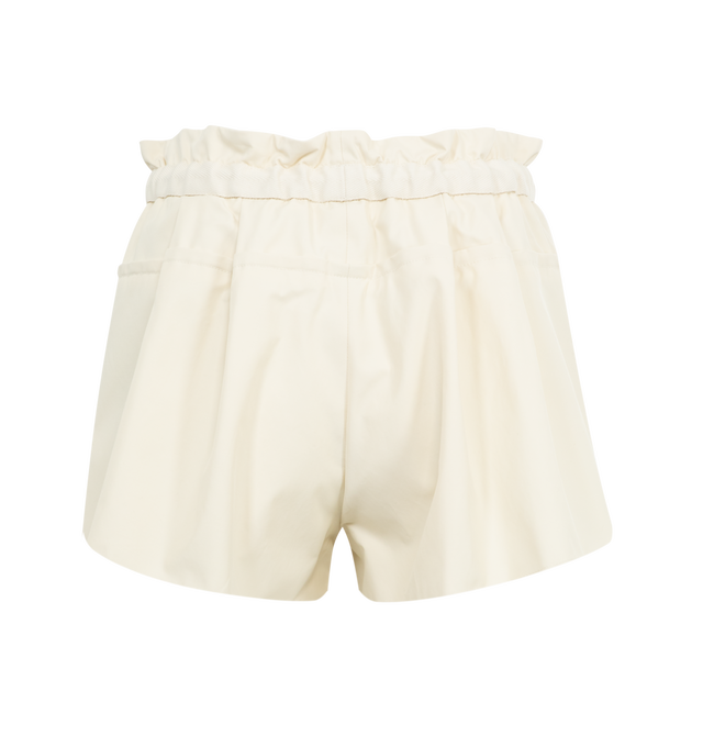 Image 2 of 3 - WHITE - MONCLER Shorts featuring cotton and nylon blend technical twill and cotton waistband with drawstring fastening. 59% cotton, 41% polyamide/nylon; Lining: 100% cotton. Made in Romania. 