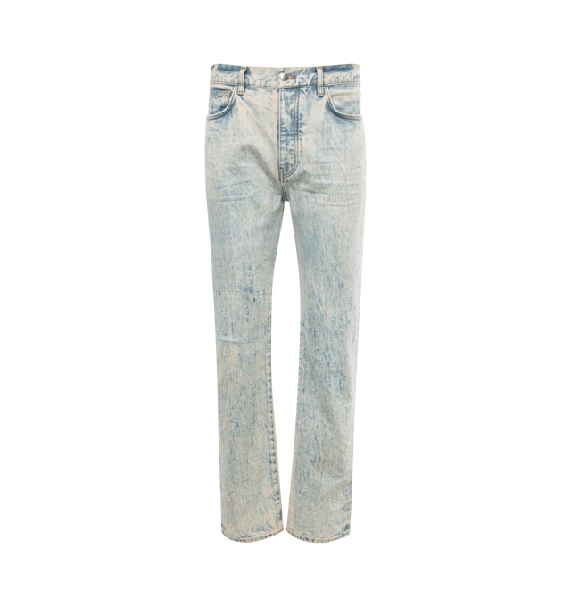 Image 1 of 2 - BLUE - AMIRI Shotgun Straight Jean featuring 5 pockets, zip fastening, straight fit and washed effect. 100% cotton. 