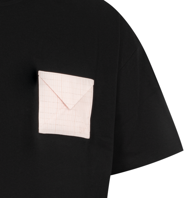 Image 3 of 3 - BLACK - BOTTEGA VENETA Pima Cotton Jersey Oversized T-Shirt featuring short sleeves, crewneck, notebook detail and oversized fit. 100% cotton. 