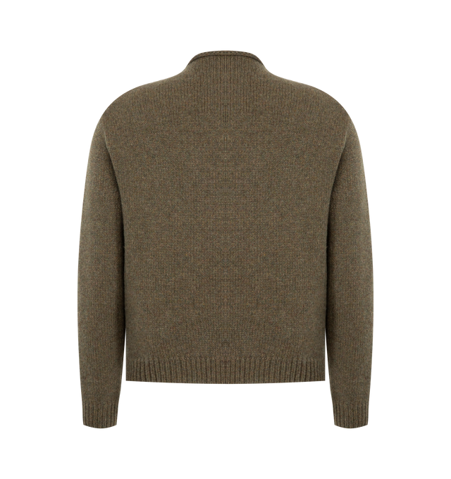 Image 2 of 2 - GREEN - The Row Men's Markhim Sweater is crafted from luxurious three-ply cashmere yarn with a textured jersey stitch, creating a rich, soft hand and natural warmth. Designed with a boxy, slightly cropped fit, this designer sweater features a long-sleeve silhouette, mock neckline with a clean self collar, and slightly dropped shoulders. Main Material: 100% Cashmere. Fit: Boxy, Slightly Cropped. Neckline: Mock Neck. Details: Slightly Dropped Shoulders. Made in Italy. 