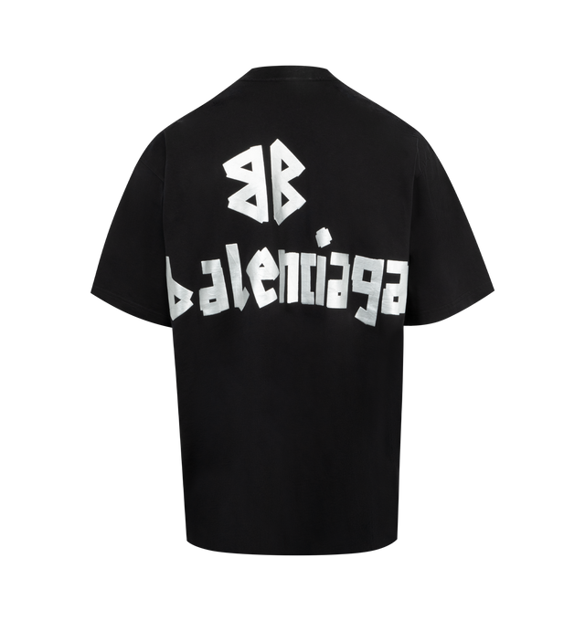 Image 2 of 2 - BLACK - Balenciaga Medium Fit T-Shirt has a crew neck, and front and back logos. Made in Portugal.  