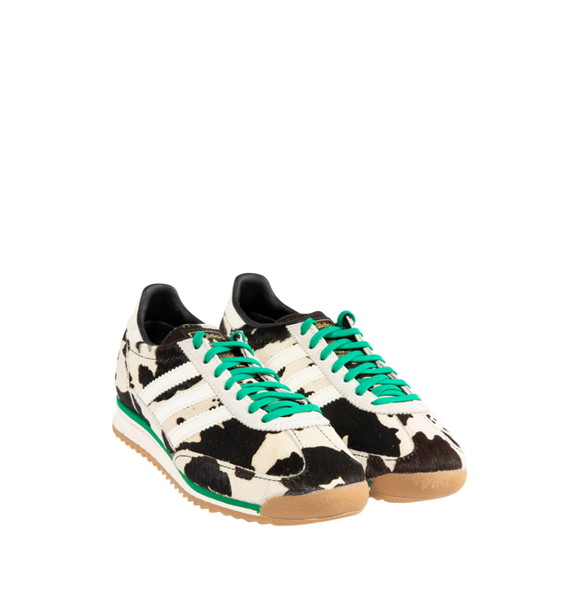 Image 2 of 5 - MULTI - ADIDAS Cow Print SL 72 OG Sneaker featuring a super-lightweight build, cow-inspired print, pony hair finish, regular fit, lace closure, leather and textile upper, textile lining and rubber outsole. 