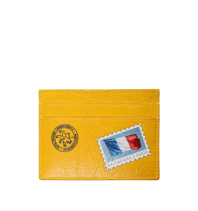 Image 2 of 2 - YELLOW - BALENCIAGA Cash Card Holder featuring artwork printed Arena lambskin, Balenciaga logo printed at front, 4 card slots and 1 bill compartment. 3.9" x 2.9" x 0.4". Leather. Made in Italy. 