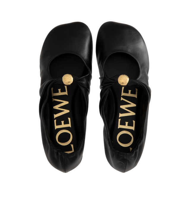 フラットシューズ LOEWE Black nappa leather Pebble ballerinas Loewe Pebble Soft Leather Ballerina Flats | Neiman Marcus
