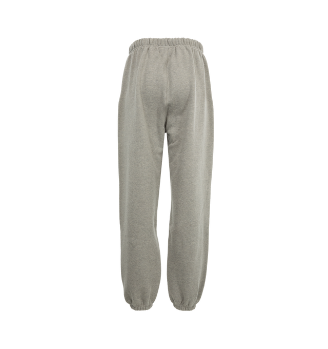 Image 2 of 3 - GREY - Fear of God Drawstring Fleece Sweatpants have an elastic drawstring waist, side seam pockets, elastic hems, and logo details. 83% cotton, 17% recycled polyester fleece.  