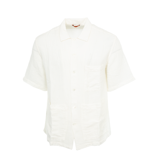 WHITE - BARENA VENEZIA Barber vintage retro overshirt in an oversize fit, regular length with short sleeves and 3 patch pockets crafted from pure 100% cotton popeline.
