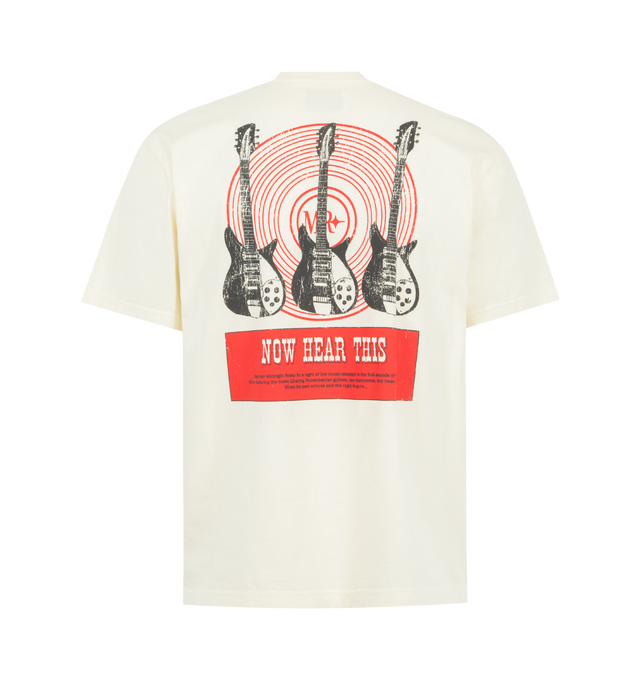 Image 2 of 2 - WHITE - MIDNIGHT RODEO Heavy Pours Tee featuring short sleeves, crew neck, front and back graphic logo detail and lightweight jersey fabric. 100% cotton. Made in USA. 