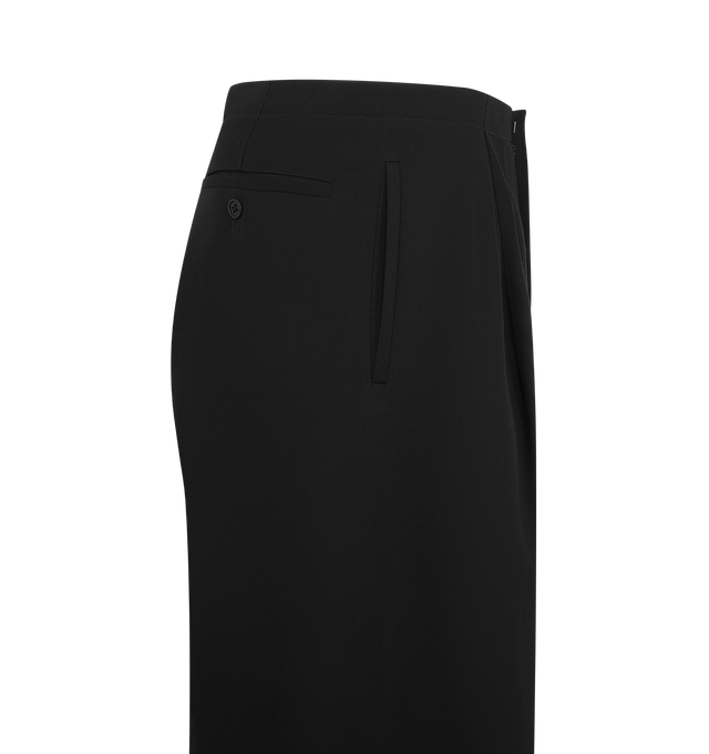 Image 3 of 3 - BLACK - THE ROW Sayed Short featuring minimal tailored short in soft Japanese wool gabardine with wide leg, seamless side construction and side welt pockets. 100% wool. Made in Italy. 