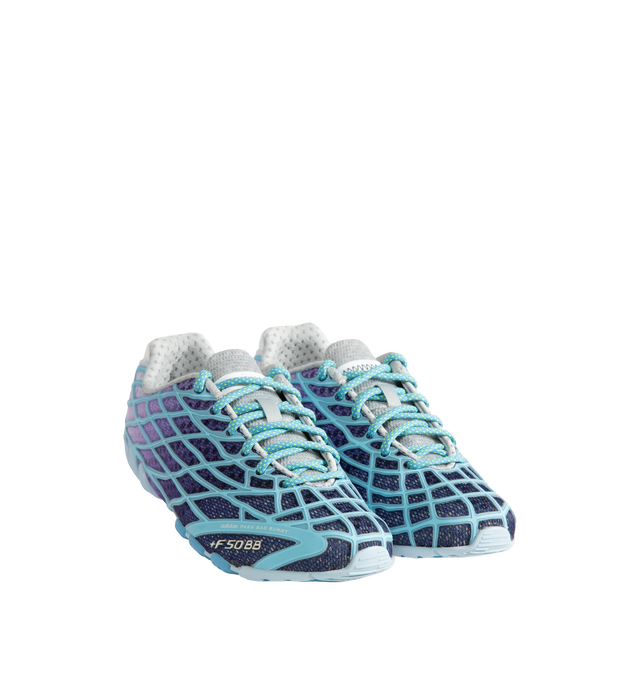 Image 2 of 5 - BLUE - Adidas x Bad Bunny F50 Ghost Sprint Sneakers are crafted with a streamlined low-top silhouette and feature speed-inspired design elements, signature Bad Bunny collaboration details, lace-up fastening, and a durable rubber sole. These designer sneakers combine football-inspired heritage with contemporary streetwear styling for elevated everyday wear. Main Material: Textile and Synthetic Upper. Sole: Rubber. 