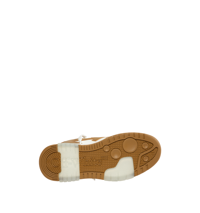 Image 4 of 5 - WHITE - Off-White Out of Office Sneakers are a lace-up style with leather and recycled polyester uppers, removable insoles, and recycled polyester and synthetic rubber soles. 100% leather.  