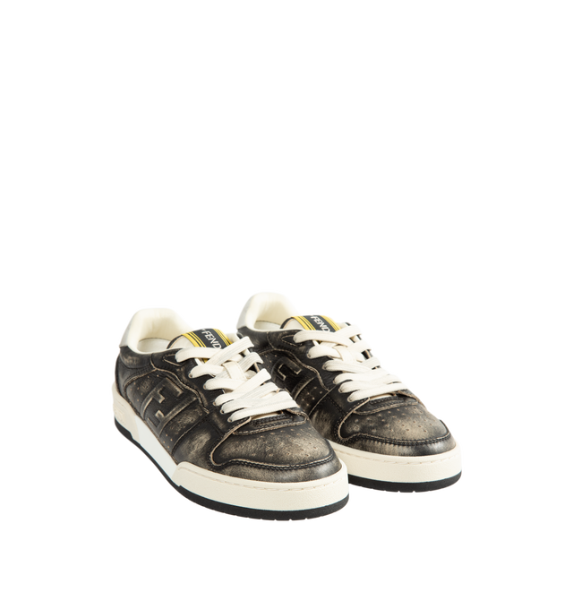 Image 2 of 5 - BROWN - Fendi Women's Match Slip-On Leather Sneakers are crafted from calfskin with a signature FF motif along the sides. Designed for easy wear, this slip-on silhouette is finished with laces and a rubber sole with a bumper. Main Material: 100% Calfskin. Made in Italy. 
