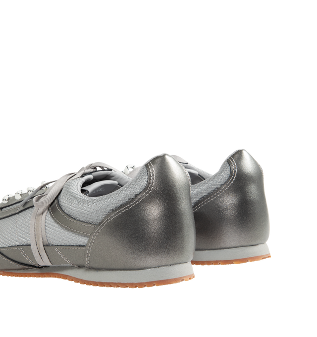 Image 3 of 5 - SILVER - VANS LX Slip Trainer Marathon Sneaker featuring a slim low-profile with layered metallic overlays and textured mesh underlays, gum outsole, elongated lace detail and lightweight. 