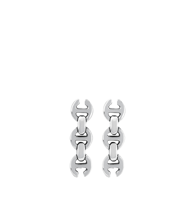 Image 2 of 2 - SILVER - HOORSENBUHS 3MM Toggle Earring Studs featuring a stud earring with iconic tri-link motif in sterling silver. Hirshleifers offers a range of initial pieces from this collection in-store. For personal consultation and detailed information about jewelry, please contact our dedicated stylist team at personalshopping@hirshleifers.com. 