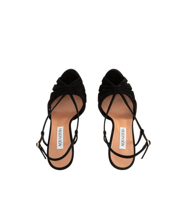 Image 4 of 4 - BLACK - AQUAZZURA Aime Sandal Plateau 130 featuring slingback strap, block heel, padded leather insole and signature logo detailing. 130 mm. Made in Italy. 