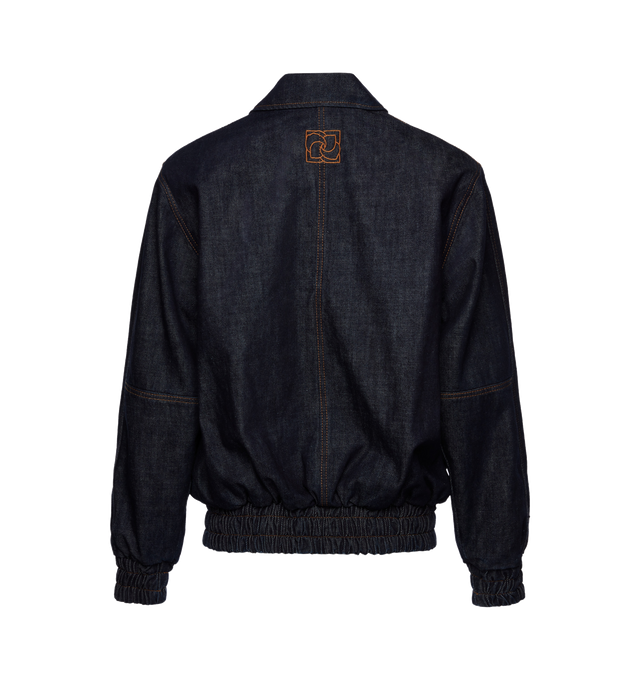 Image 2 of 2 - NAVY - MAGDA BUTRYM Oversized denim bomber jacket featuring front zip closure, elastic cuffs and hem and two front pockets. 100% cotton. Lining: 100% silk. 