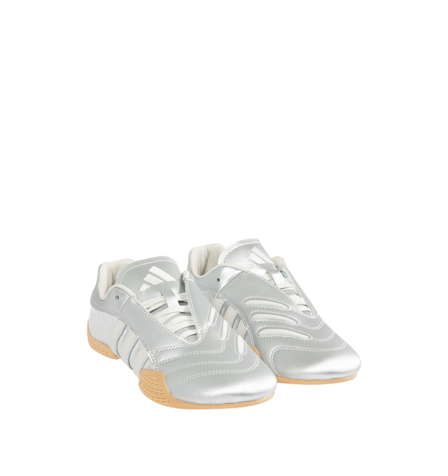 Image 2 of 5 - SILVER - ADIDAS Taekwondo Mei Elite Sneaker featuring regular fit, lace closure, synthetic and leather upper, textile and leather sockliner, rubber outsole, asymmetric lacing, decorative stitching on the toe and stripes wrapped around the outsole. 