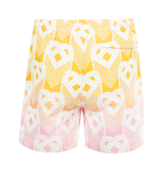 Image 2 of 3 - MULTI - CASABLANCA Gradient Monogram Towelling Shorts featuring logo at the back label, side pockets, back pocket, welt pockets, chevron pattern, short length and elasticated waist. Cotton/viscose/polyester. 