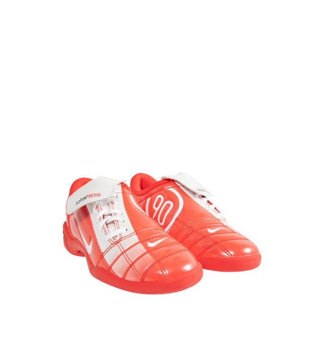 Image 2 of 5 - RED - NIKE Total 90 SE Sneaker featuring authentic soccer style, quilted upper, asymmetrical lacing, flat rubber sole, synthetic leather upper, Total 90 logos on each side and rubber outsole. 