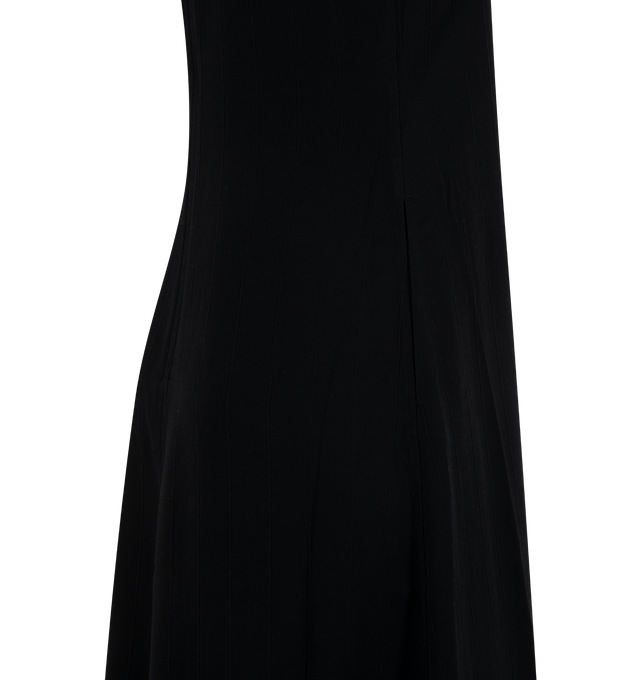 Image 3 of 3 - BLACK - TOTEME Woven Stripe Dress featuring side slip pockets, sleeveless, maxi length and concealed back zipper. 96% viscose, 4% linen. 