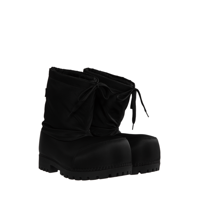 Image 2 of 4 - BLACK - BALENCIAGA Alaska Low Boot featuring nylon, extra round toe, exaggerated proportions, Balenciaga rubber tag at back and drawstring at top. 100% polyamide. Made in Italy. 
