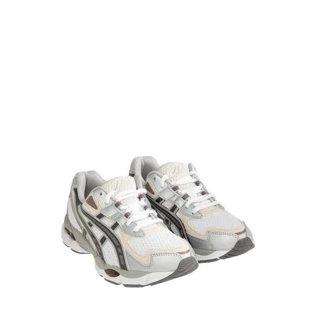 Image 2 of 5 - MULTI - ASICS GEL-NYC 2055 Sportstyle sneaker with early 2000s running shoe design influences in the upper's ASICS stripes, heel counter, and eyelet structure. Featuring GEL-CUMULUS 16 shoe's tooling system. Through a combination of lightweight foams and GEL technology inserts, this midsole formation helps create advanced underfoot comfort. Unisex style in men's sizing. Imported from Cambodia. 