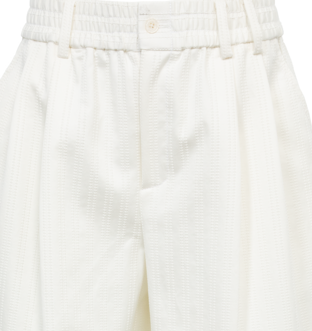 Image 4 of 4 - WHITE - CHRISTOPHER JOHN ROGERS Petunia Elastic Waist Wide-Leg Trousers featuring elastic waistband, button closure, full length, high rise, wide legs, side slip pockets and back buttoned pockets. 100% viscose. 
