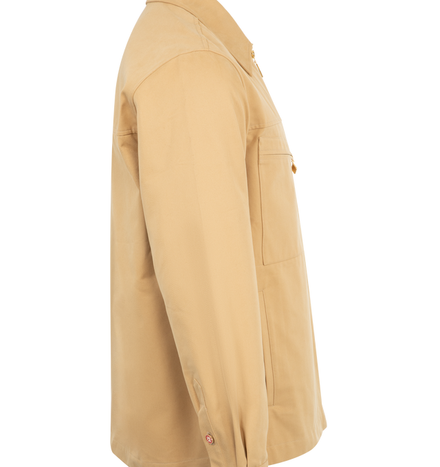 Image 3 of 3 - BROWN - Casablanca Chicano Utility Jacket has a point collar, a zip front closure, 2 zip chest pockets, and button cuffs.  