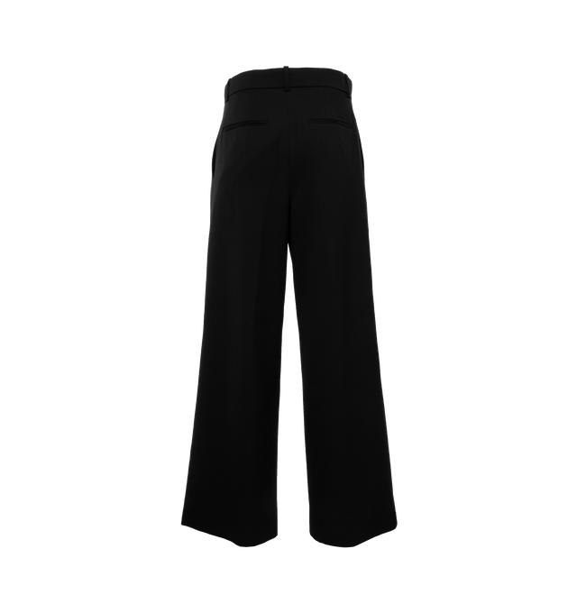Image 2 of 4 - BLACK - WARDROBE.NYC Low Rise Trousers featuring pleated waist, hook-and-eye closures at waist, zip fly, wide-leg silhouette, slant hip pockets and faux welt back pockets. 100% wool. 
