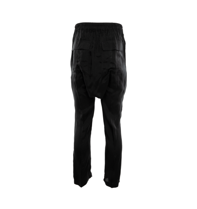 Image 2 of 4 - BLACK - RICK OWENS drawstring cropped pants in heavy cotton poplin with above-ankle length and dropped crotch, elasticized waist with drawstring, concealed fly, two side front pockets and two square back pockets. 97% COTTON  3% ELASTANE. 
