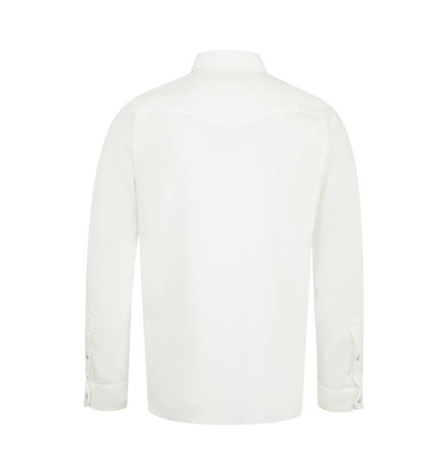 Image 2 of 2 - WHITE - TOM FORD Western Twill Shirt featuring western style, classic collar, front press-stud fastening, long sleeves, press-stud fastening cuffs, two chest flap pockets and curved hem. 100% cotton. 
