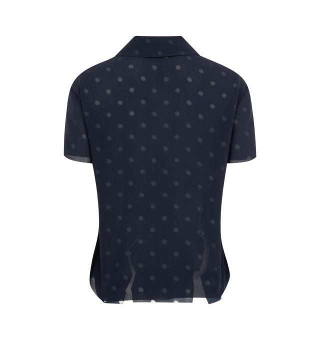 Image 2 of 2 - NAVY - ACNE STUDIOS Polka Dot Blouse featuring non-stretch crepe, polka-dot print, collared neck, short sleeves and partial button placket. 100% polyester. 