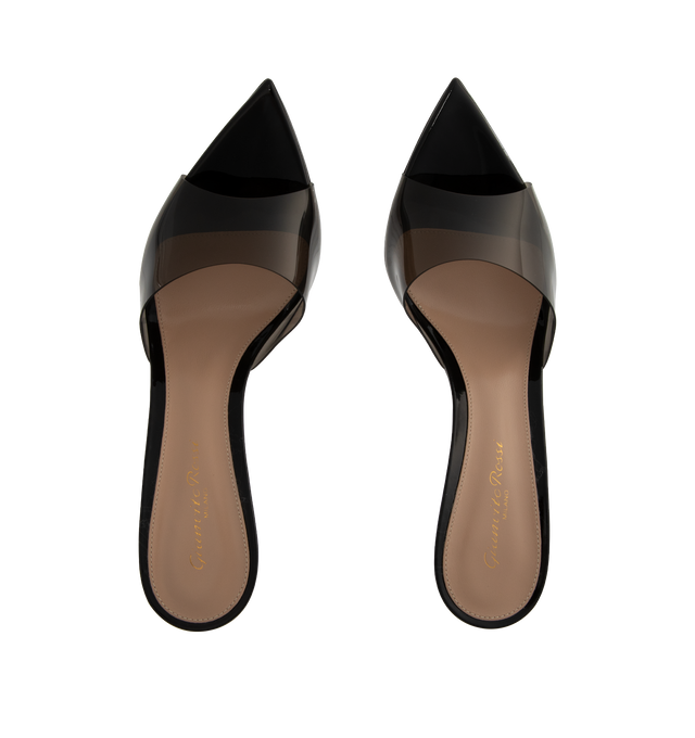 Image 4 of 4 - BLACK - GIANVITO ROSSI Elle Mule 85 featuring open back, pointed-toe and a front upper in soft Plexi for a delicate see-through effect. Composition: 100% TPU. Heel height: 3.3 inches / 85 mm. 