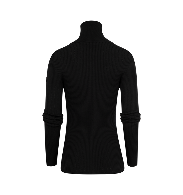 Image 2 of 3 - BLACK - Moncler x EE72 by Edward Enninful Wool Turtleneck Sweater featuring merino wool, rib knit, gauge 18, turtleneck and logo patch. 100% virgin wool. Made in Italy. 