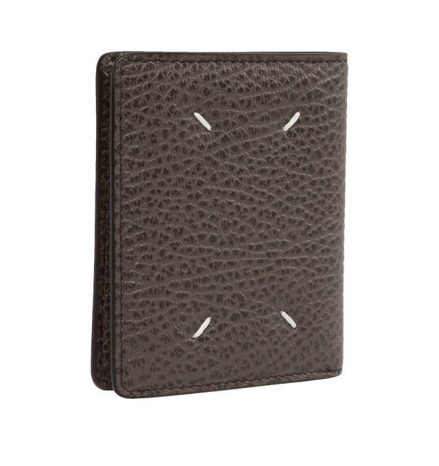 Image 2 of 3 - BROWN - MAISON MARGIELA Wallet Clip 2 featuring four stitches at the back, snap button closure, inside logo stamping, inside snap button closure pocket, inside flat pocket and five card slots. 3.5 in x 4.1 in. Calf leather. 