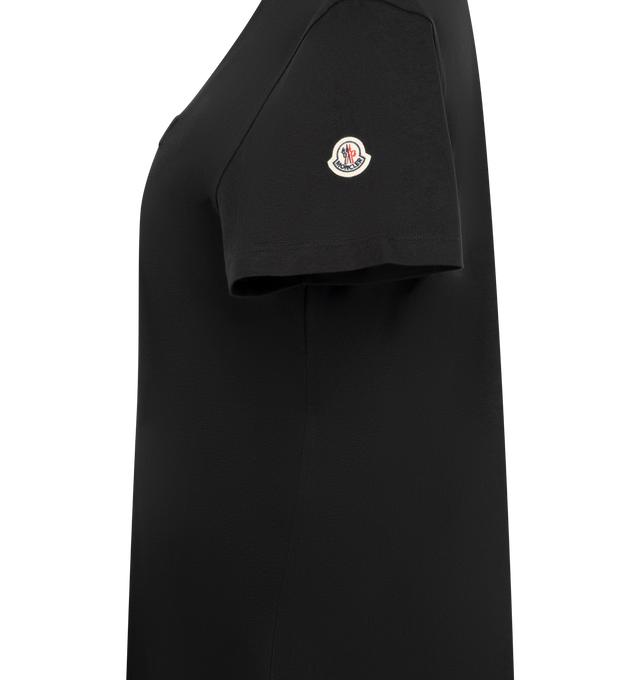 Image 3 of 3 - BLACK - MONCLER Logo T-Shirt featuring cotton jersey, ribbed crew neck, short sleeves and embroidered logo. 100% cotton. 