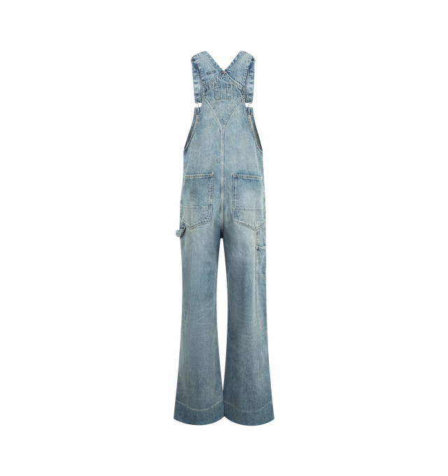 Image 2 of 2 - BLUE - R13 'D'Arcy' overalls cut for a roomy fit from denim that's faded and whiskered and have relaxed legs with frayed cuffs and button fastenings along sides. 100% cottonnon-stretch denim. 